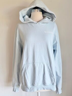 Sporty & Rich 'Eat More Veggies' Hoodie Baby Blue Cotton, Sz Medium NWT